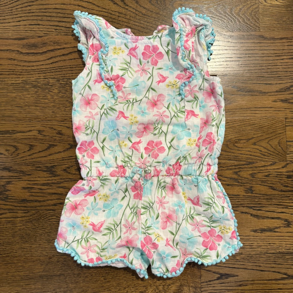 Little Me Floral Jumpsuit - Pink and Blue